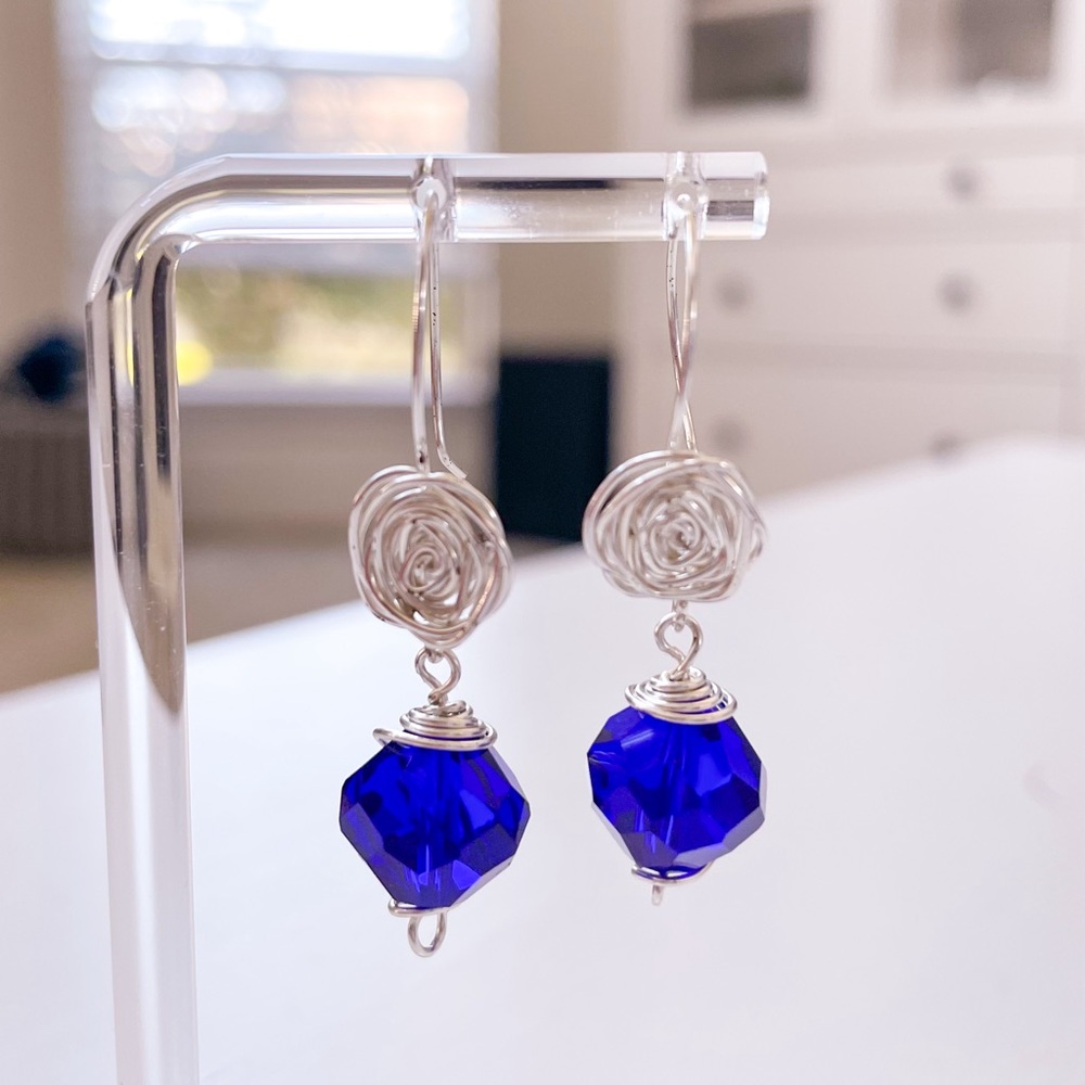 Blue Glass Beads Earrings